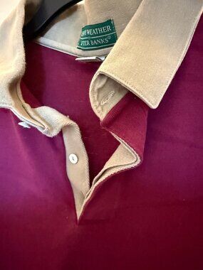 Vintage Outer Banks Heavy Weather Men's XL Rugby Shirt Made USA Burgundy